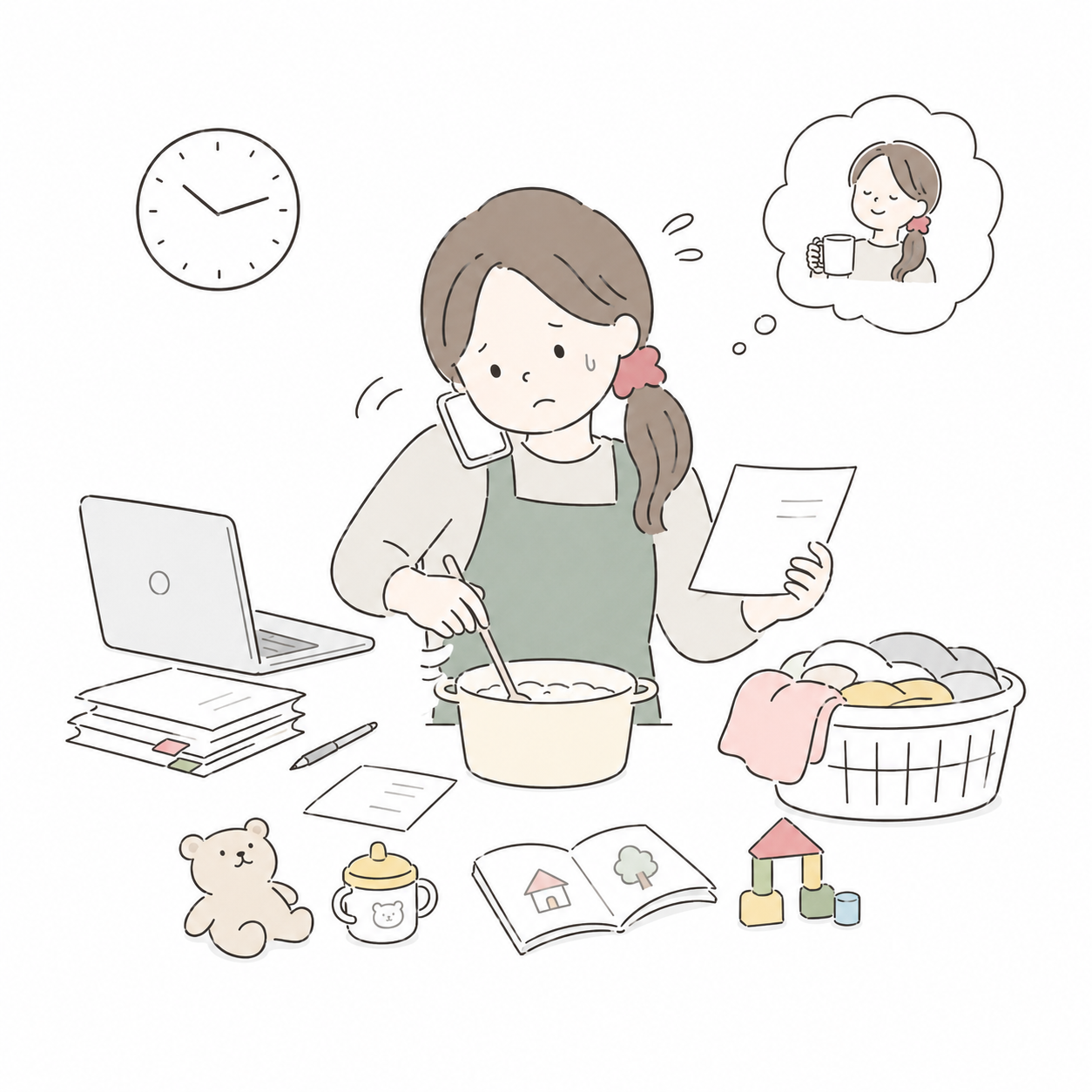 仕事・家事・育児に追われている今のイメージ